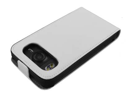 Synthetic Leather Flip Case for HTC Desire HD - White