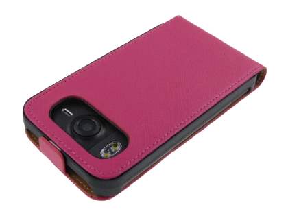 Synthetic Leather Flip Case for HTC Desire HD - Hot Pink