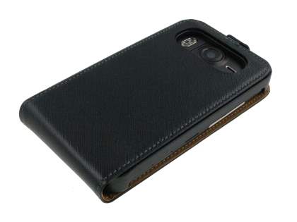 Synthetic Leather Flip Case for HTC Desire HD - Classic Black