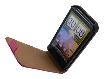 Synthetic Leather Flip Case for HTC Desire HD - Hot Pink