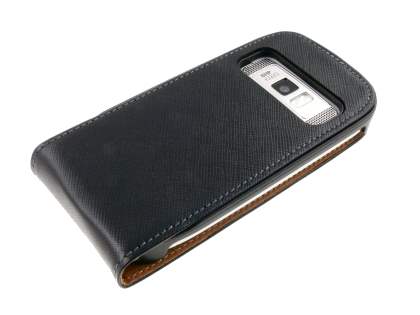 Synthetic Leather Flip Case for Nokia C7 - Classic Black