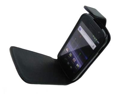 Samsung I9023 Google Nexus S Synthetic Leather Flip Case - Black