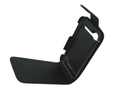 HTC Incredible S Synthetic Leather Flip Case - Black