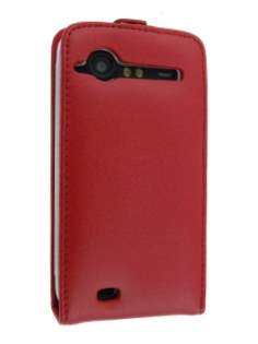 HTC Incredible S Genuine Leather Flip Case - Red