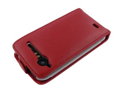 HTC Incredible S Genuine Leather Flip Case - Red