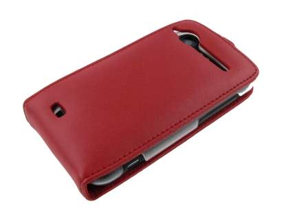 HTC Incredible S Genuine Leather Flip Case - Red