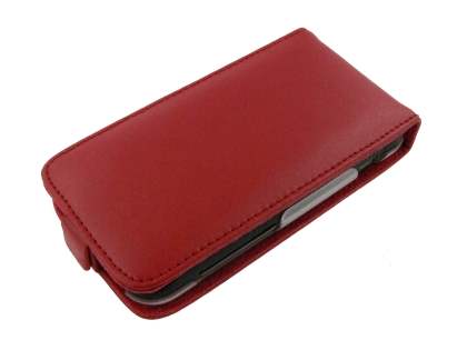 HTC Incredible S Genuine Leather Flip Case - Red