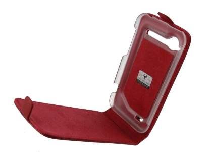 HTC Incredible S Genuine Leather Flip Case - Red