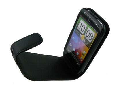 HTC Desire S Synthetic Leather Flip Case - Black