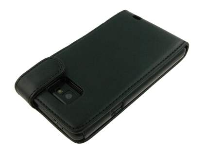 Samsung I9100 Galaxy S2 Synthetic Leather Flip Case - Classic Black