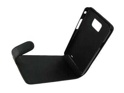 Samsung I9100 Galaxy S2 Synthetic Leather Flip Case - Classic Black