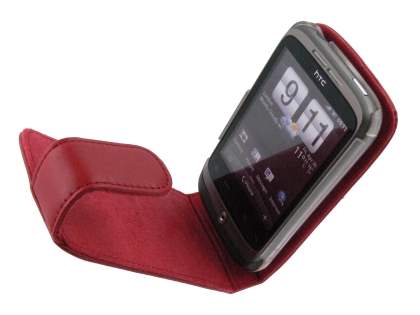 HTC Wildfire G8 Genuine Leather Flip Case - Red