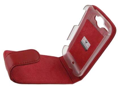 HTC Wildfire G8 Genuine Leather Flip Case - Red