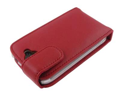 HTC Wildfire G8 Genuine Leather Flip Case - Red