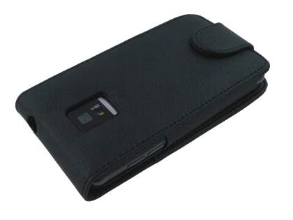 LG Optimus 2X P990 Synthetic Leather Flip Case - Black
