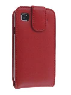 Genuine Leather Flip Case for Samsung I9000 Galaxy S - Red Leather Flip Case