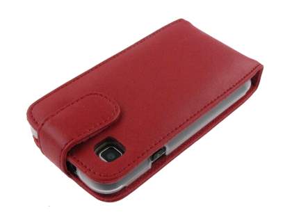 Genuine Leather Flip Case for Samsung I9000 Galaxy S - Red