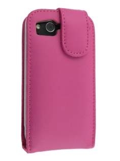 HTC Desire S Genuine Leather Flip Case - Pink