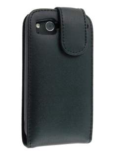 Genuine Leather Flip Case for HTC Desire S - Black