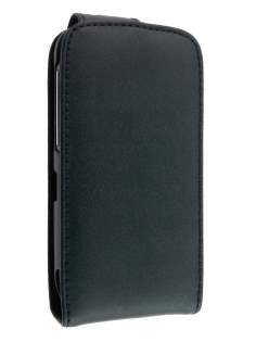 Genuine Leather Flip Case for HTC Desire S - Black