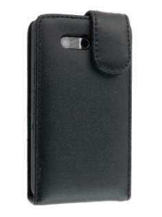 Genuine Leather Flip Case for HTC Aria - Black