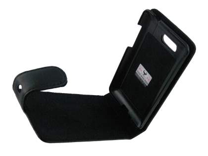 Genuine Leather Flip Case for HTC Aria - Black