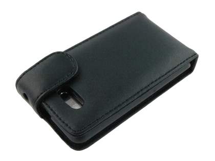Genuine Leather Flip Case for HTC Aria - Black
