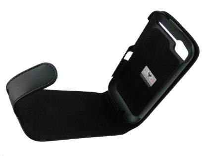 Genuine Leather Flip Case for HTC Desire S - Black