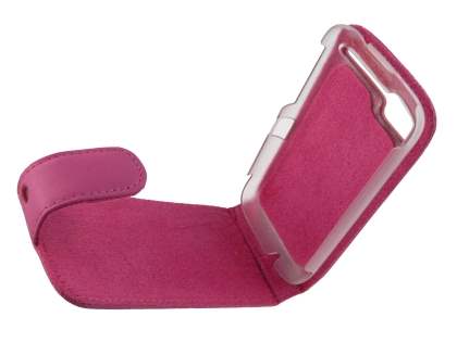 HTC Desire S Genuine Leather Flip Case - Pink