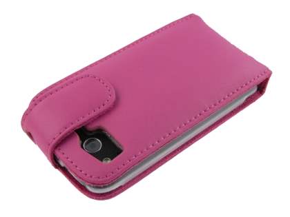 HTC Desire S Genuine Leather Flip Case - Pink