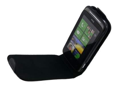 HTC 7 Mozart Genuine Leather Flip Case - Black