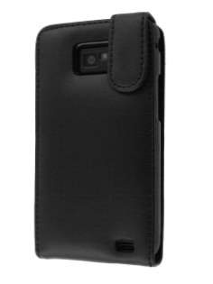 Genuine Leather Flip Case for Samsung I9100 Galaxy S2 - Black