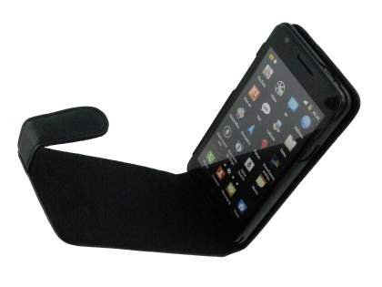 Genuine Leather Flip Case for Samsung I9100 Galaxy S2 - Black