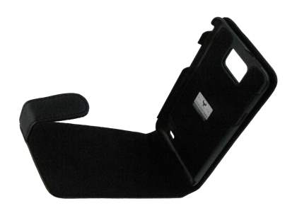 Genuine Leather Flip Case for Samsung I9100 Galaxy S2 - Black