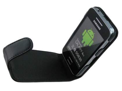 Synthetic Leather Flip Case for Samsung S5830 Galaxy Ace - Black