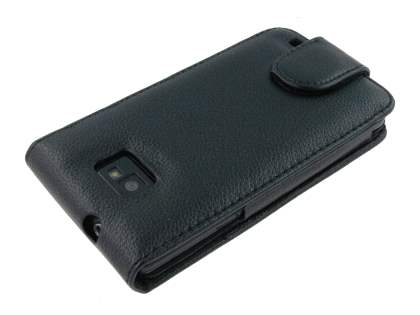 Samsung I9100 Galaxy S2 Synthetic Leather Flip Case - Black