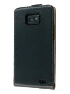 Samsung I9100 Galaxy S2 Slim Synthetic Leather Flip Case - Black