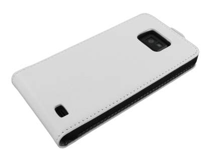 Synthetic Leather Flip Case for Samsung I9100 Galaxy S2 - White