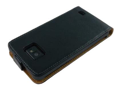 Samsung I9100 Galaxy S2 Slim Synthetic Leather Flip Case - Black