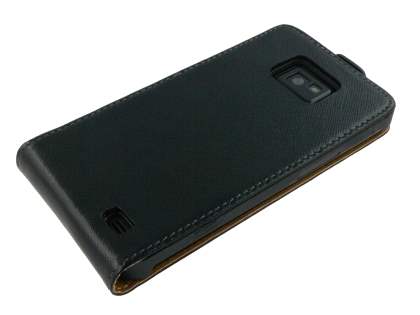 Samsung I9100 Galaxy S2 Slim Synthetic Leather Flip Case - Black