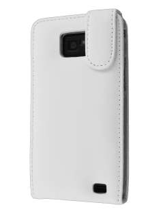 Genuine Leather Flip Case for Samsung I9100 Galaxy S2 - White Leather Flip Case