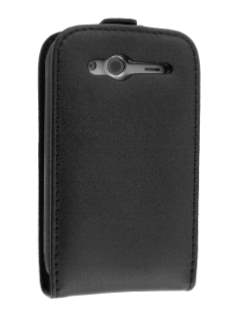 HTC Wildfire S Genuine Leather Flip Case - Black