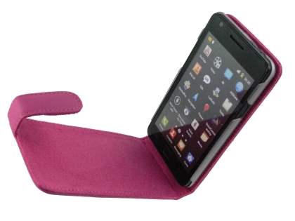 Genuine Leather Flip Case for Samsung I9100 Galaxy S2 - Pink
