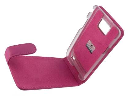 Genuine Leather Flip Case for Samsung I9100 Galaxy S2 - Pink