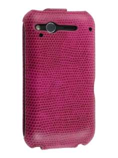 HTC Desire S Slim Synthetic Leather Flip Case - Hot Pink