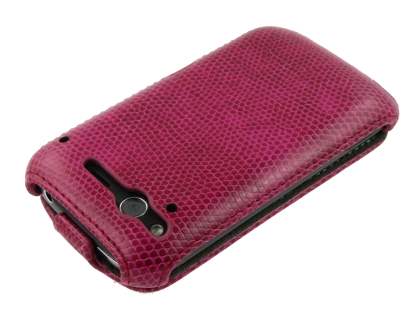 HTC Desire S Slim Synthetic Leather Flip Case - Hot Pink