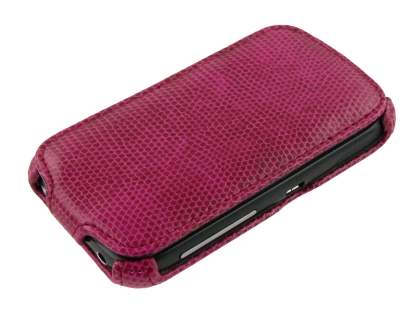 HTC Desire S Slim Synthetic Leather Flip Case - Hot Pink