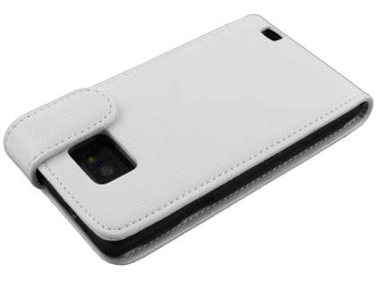 Synthetic Leather Flip Case for Samsung I9100 Galaxy S2 - White