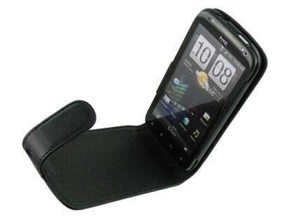 HTC Sensation Synthetic Leather Flip Case - Black