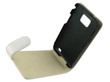 Synthetic Leather Flip Case for Samsung I9100 Galaxy S2 - White